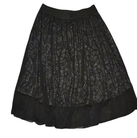 Lularoe Lola sz medium black white moped scooter skirt with sheer overlay WSK30 - Picture 1 of 6